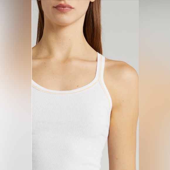 RE/DONE x Hanes Cropped Ribbed Tank white with clementine stitch Size Small - Picture 4 of 9